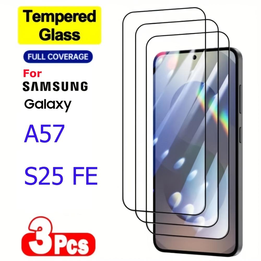 3 шт. Закаленное стекло Full Cover для Samsung Galaxy A57 5G A37 A27 Стекло Защита всего экрана для Galaxy S25 FE 4G 5G Стекло Твердость 9H Пленка