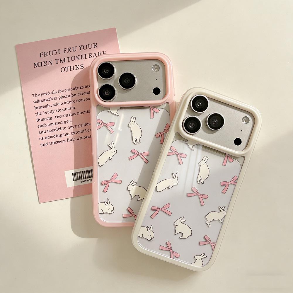 Корейский чехол для iPhone 15/17 Promax с бантом и кроликом, весенний, с полной защитой от падений