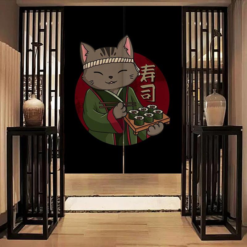 Nordic Door Partition Kitchen Snack Shop Restaurant WartainJapanese Sushi Dharma Fish Door Wartain Printing Bedroom Window