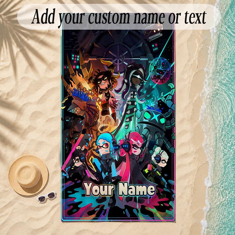 Beach TowelSplatoon Custom Name Text Personalized Soft Towel for Beach Pool Indoor Home Decor Gift