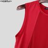 INCERUN Men Sleeveless Mesh Sheer Patchwork Casual Sport Fitted Tank Tops