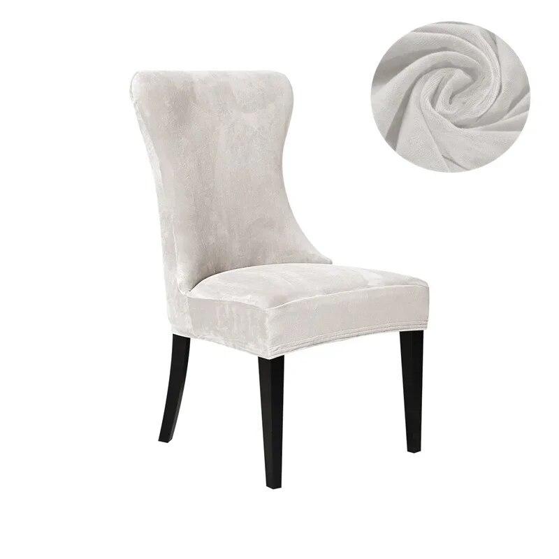 1/6PC Soft Velvet Dining Chair Cover Elastic High Back Armless Chair Cover Dustproof Solid Color Seat Slipcover for Hotel Party