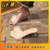Korean Version of Thick-heeled Fluffy Decorative Women's Cool Slippers 2025 Summer New Internet Celebrity Slippers Lazy High Heels