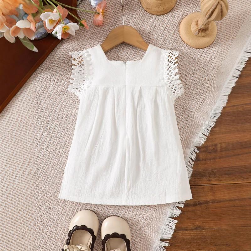 Girls Princess Dress Boho Embroidered White Party Toddler