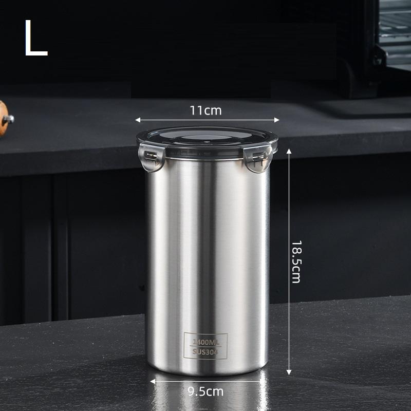 Storage Jars 500/900/1400ml Stainless Steel Sealed Container Jar Kitchen Barrel Organizer For Fresh Grain Vegetable Coffee/