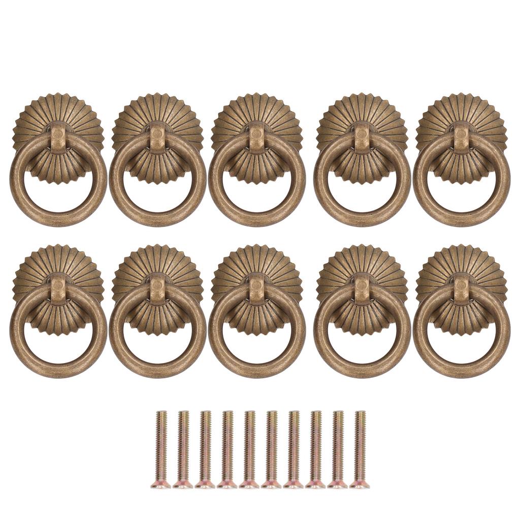 10Pcs Drawer Handles Premium Brass Durable Rustproof Vintage Style Antique Drawer Pulls