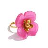 Yhpup New Y2K Stainless Steel Resin Flower Adjustable Ring 18K PVD Golden Plated Young Fashion Finger Jewelry Women Wholesale