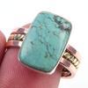 Natural Tibetan Turquoise Gemstone 925 Sterling Silver Two Tone Ring Size 9 M4o15