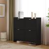 Modern shoe cabinet, with 4 flap compartments, shoe rack, shelves, entrance area or hallway, black, dimensions: W110/H90/D24 cm(OLD SKU:N657P201550B)