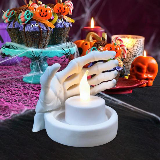 Подсвечник в виде руки-череп, напечатанный на 3D-принтере, подсвечник в виде скелета, готический настольный подсвечник в виде черепа для вечеринки на Хэллоуин, домашний декор интерьера