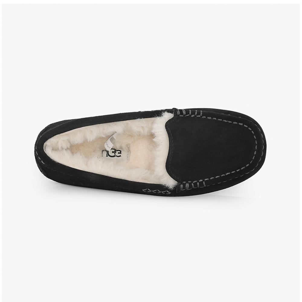 UGG 1106878 Blk Ansley Черные мокасины на плоской подошве