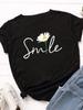 Wildflowers Smile Letter Print Women T Shirt Short Sleeve O Neck Loose Women Tshirt Ladies Tee Shirt Tops Camisetas Mujer