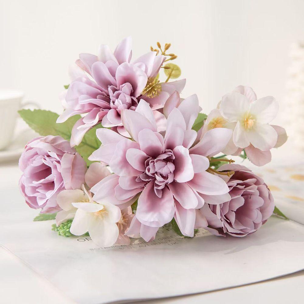 Artificial Flowers Silk Dahlia Peony High Quality Festival Wedding Wreath Bridal Bouquet Home Room Dining Table Diy Gift Decora