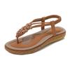 Fashion Summer Sandals Beach Women's Boho Wood Beaded Flats Comfortable Luxury Ladies Fashion Casual Breathable Woman Apricot Plus Size
