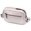 Bag for Women Stitched with Diamonds On the Front Side Made of Genuine Leather Vintage 22633 White