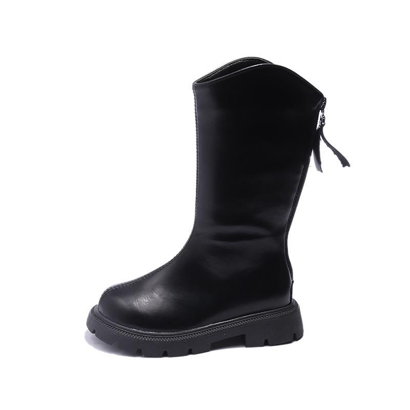 Детские одинарные ботинки, осенний новый стиль для девочек, детей среднего и младшего возраста, модные кожаные ботинки