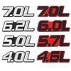 3D Металл 4.0L 4.6L 4.7L 5.0L 5.7L 6.0L 6.2L 6.4L 7.0L Наклейка на Автомобиль Значок-Эмблема на Задний Багажник Наклейки