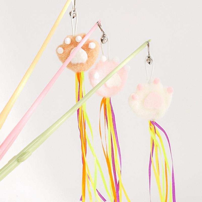 Cat Wand Toy Cute Claw Teasing Stick for Cat Interactive Toy Funny Colorful Kitten Teaser Stick Pet Cat Supplies