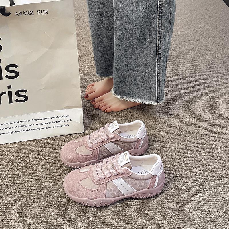 Европейская станция 2025 Весна Повседневная Мягкая кожа Корейское издание На плоской подошве Немецкая спортивная обувь Легкая Нескользящая Мягкая подошва Форрест Гамп Спорт