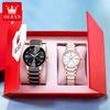OLEVS Couple Watches Luxury Fashion Steel Ceramic Quartz Wristwatch Waterproof Luminous Man and Woman Watch Exquisite Gift Box