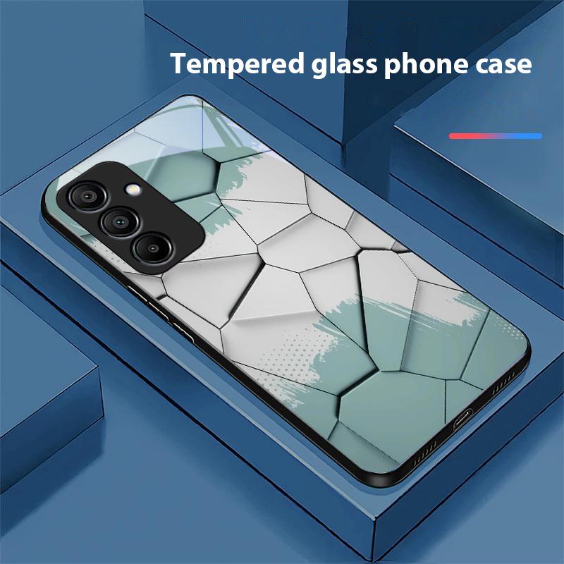 Геометрический узор для Samsung Galaxy A15 5G 54 4G 51 50 24 35 90 71 12 51 53 52S 80 22 34 Черный чехол для телефона из закаленного стекла