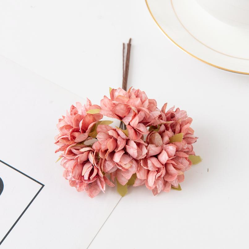 6 шт. Искусственные цветы Шелковая гвоздика Мини-букет Свадебные венки Валентинка для украшения дома Скрапбукинг Свадебные аксессуары