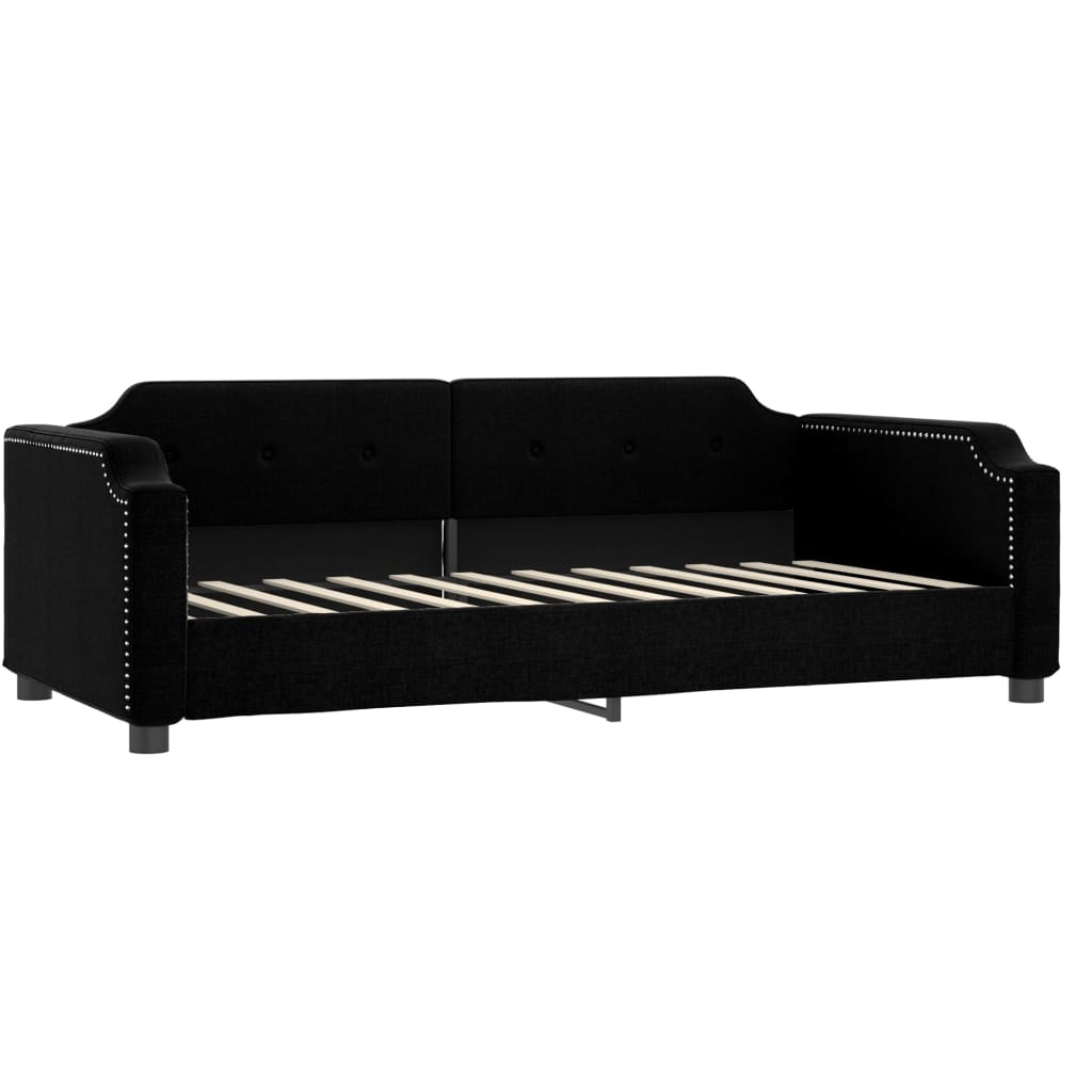 Pull Out Daybed with Drawers Black 90x200 cm Fabric