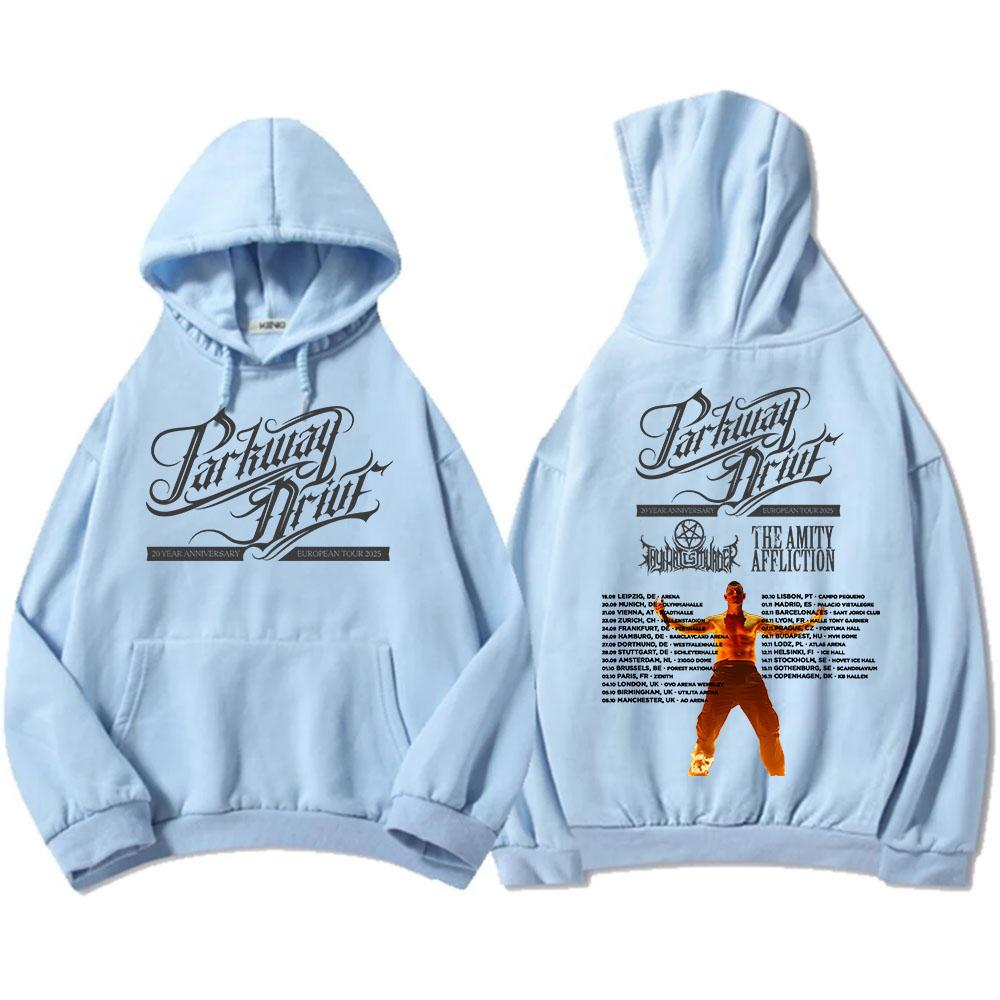 Parkway Drive 20-летний юбилейный европейский тур 2025 Толстовки Мода рок-группы Графические свитшоты Зимний флис Мужские пуловеры