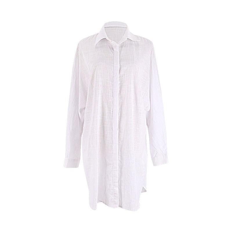 Shirt Beach Dress Cotton Cover Ups Women White Button Up Cardigan Short Dresses Tunic Summer Beachwear