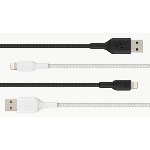 Кабель Belkin USB-A - Lightning в оплетке, совместимый с iPhone 13 / 12 / SE / 11 / XR, быстрая зарядка, сверхпрочный, сертифицированный MFi, 3M, черный, BOOST C