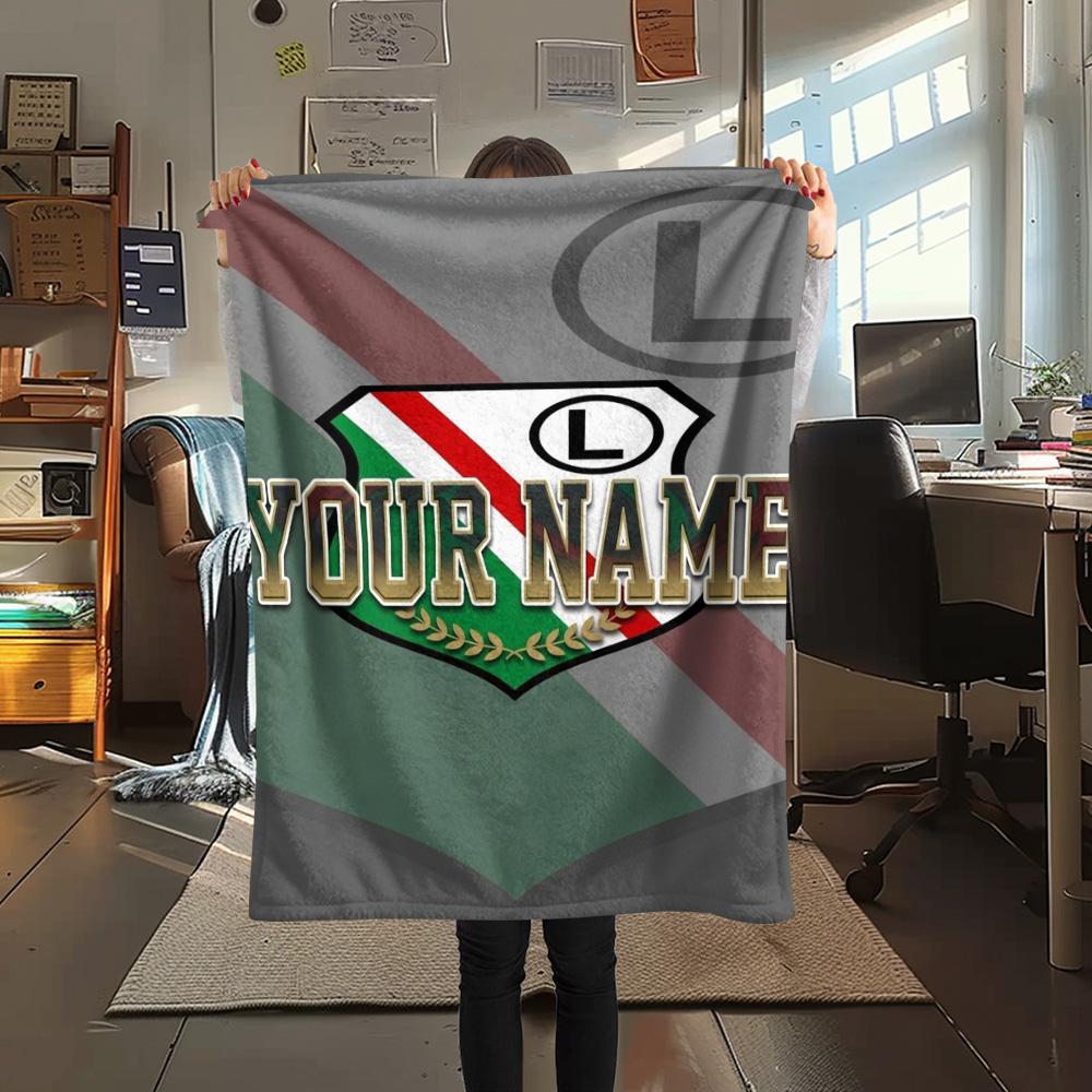 1PC L Shield Crest Custom Name Patterned Flannel Blanket Suitable For All Seasons For Home Decor Warmth And Comfort Gifts Holiday Present