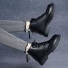 Footwear Lace-up Black Short Shoes for Women Work Booties Waterproof Female Ankle Boots with Laces Elegant Low Heels Chic Hot Pu
