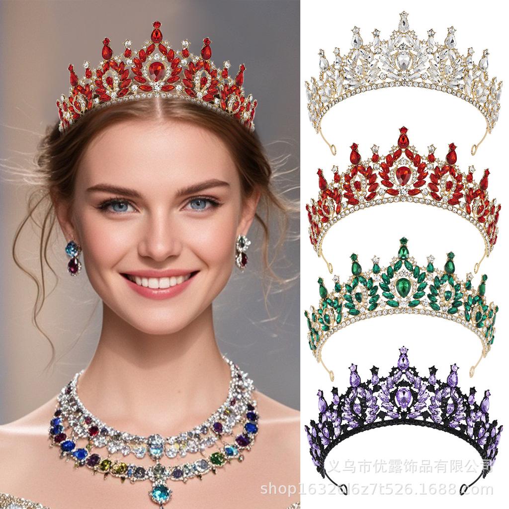 Bridal Crown Headgear Colored Rhinestone Headband Baroque Crown Wedding Dress Accessories Hair Accessories