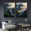 Natural Landscape Spectacular Waterfall Canvas Painting Green Tree Forest Posters Wall Art Prints Home Decor Frameless Paintings