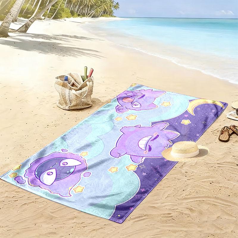 gengar cartoon Print Beach Towel, Large Soft Quick Dry Towel for Beach Camping Swimming