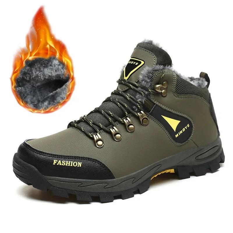 Новые мужские ботинки 2025 года, модные ботинки для альпинизма на открытом воздухе с бархатом, теплые рабочие ботинки для снега, отдыха, спорта, путешествий, роскоши