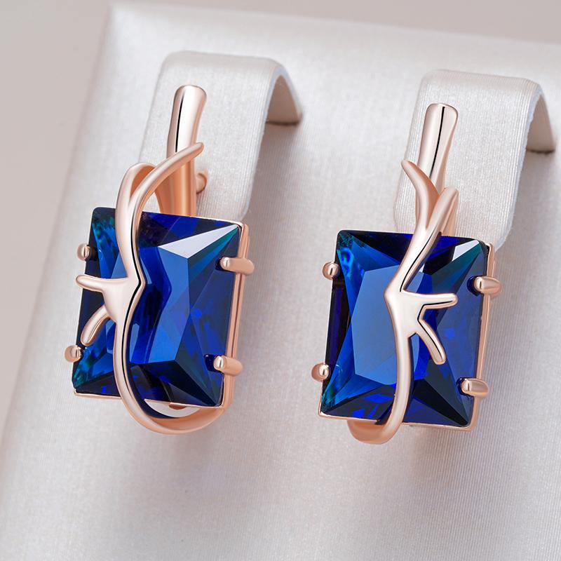 Квадратные серьги-капли из натурального голубого циркона для женщин, модные, цвета розового золота, высокого качества, повседневные, изящные, винтажные ювелирные изделия