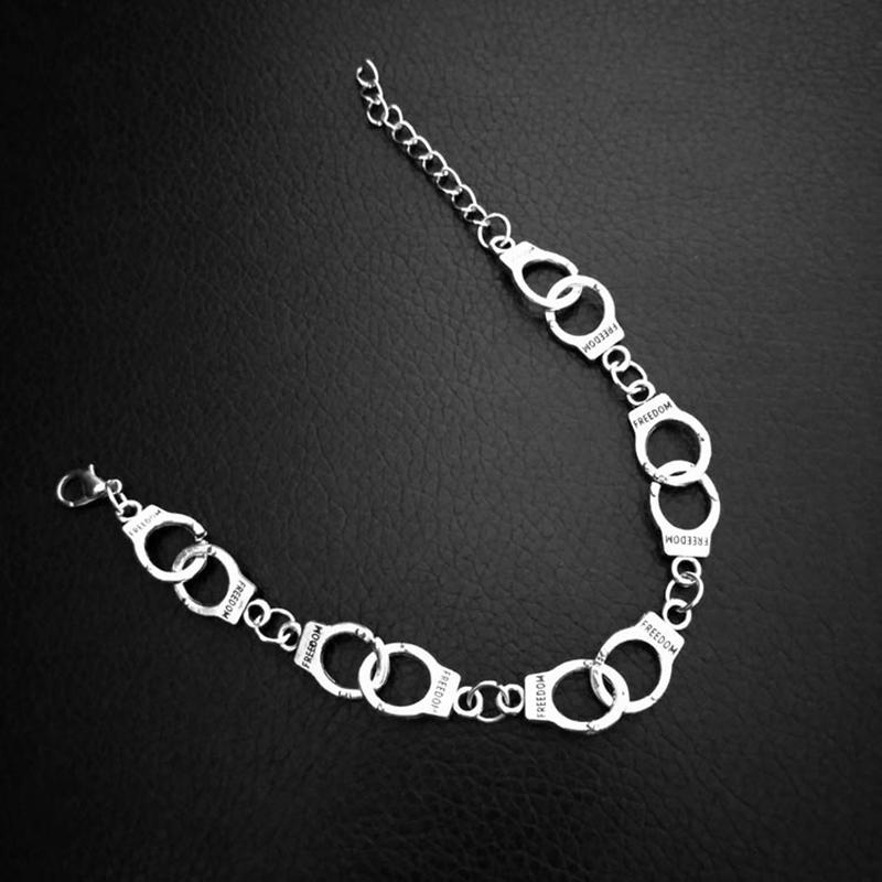 Punk Freedom Handcuffs Bracelet Lover Couple Chain Bangle Jewelry Gift