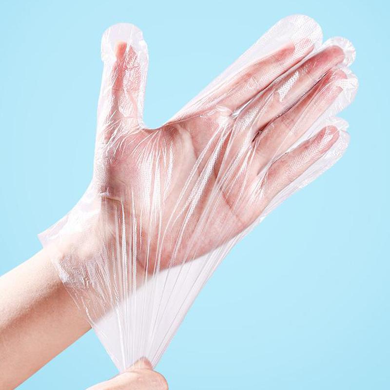 100 шт. Перчатки без латекса, одноразовые перчатки из полиэтилена, прозрачные, нескользящие, для работы с кислотой, пищевые перчатки для уборки дома