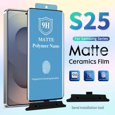 9H Full Glue мягкое изогнутое керамическое закаленное стекло для Samsung Galaxy S25 S24 S21 S23 S22 Plus Note 20 ультраматовая матовая защитная пленка для экрана