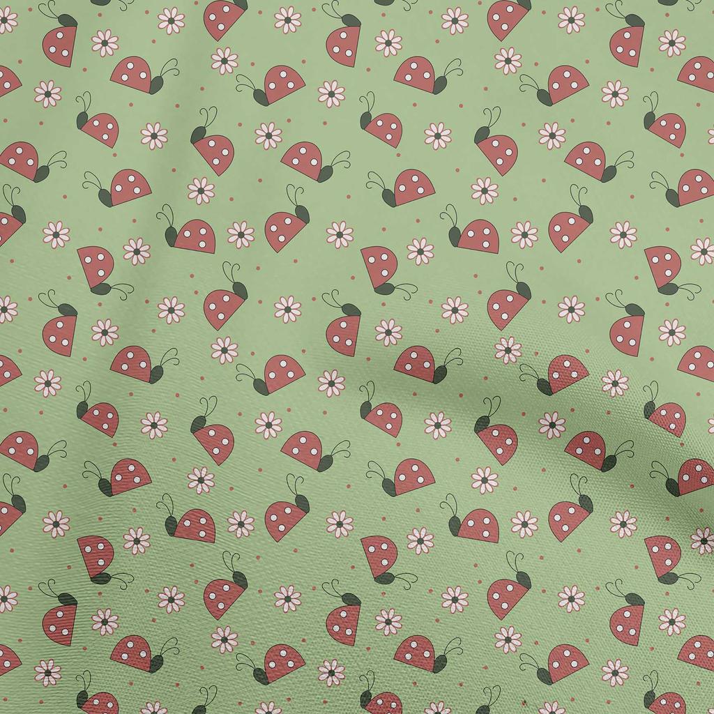 oneOone Cotton Poplin Light Blue Fabric Bird Ladybird  Quilting Supplies Print Sewing Fabric By The Yard 42 Inch