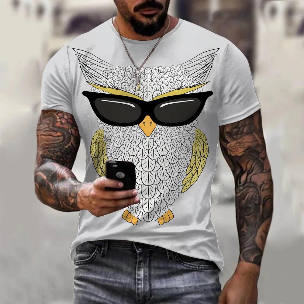 Мужская футболка с забавным принтом животных в стиле хип-хоп, большой уличный пуловер с короткими рукавами в стиле Харадзюку, летние повседневные топы 6XL