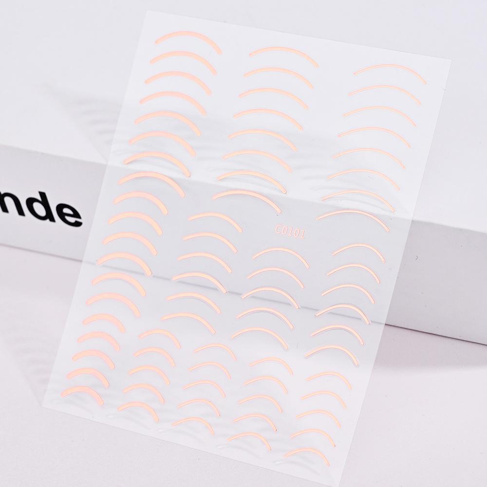 Xiaohongshu French Simple Line Manicure Sticker Imitation Metal Accessories Gold And Silver Adhesive Self-Adhesive Nail Sticker