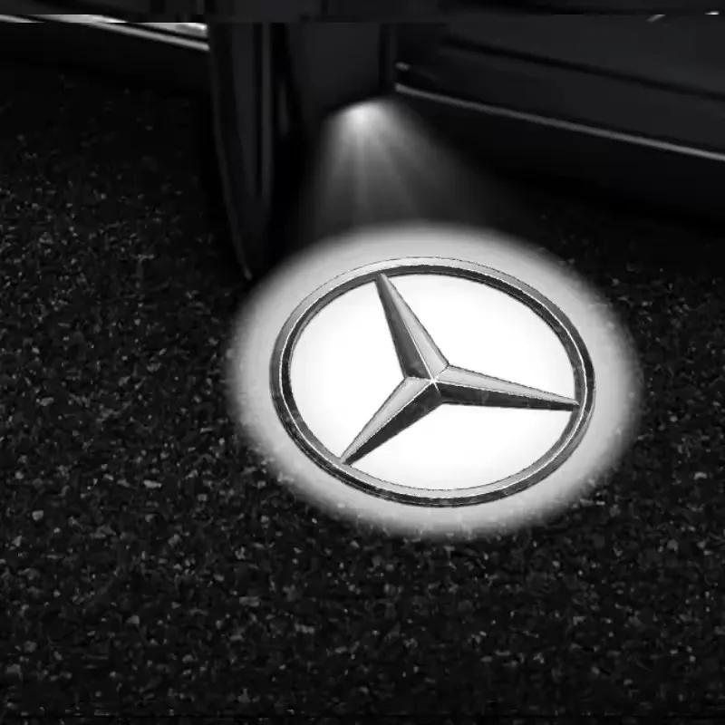 2PCS/Set Car Door Light Laser Logo Decor Project Ghost Lamp Mercedes Benz A B C M ML GLA GLS E Class W176 W205 W166 W246 W2121  w1