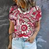 Women's T-Shirt Fashion Retro Floral Pattern Print T-Shirt Women's Leisure Short Sleeve T-Shirt Summer Oversized T-Shirt Tops