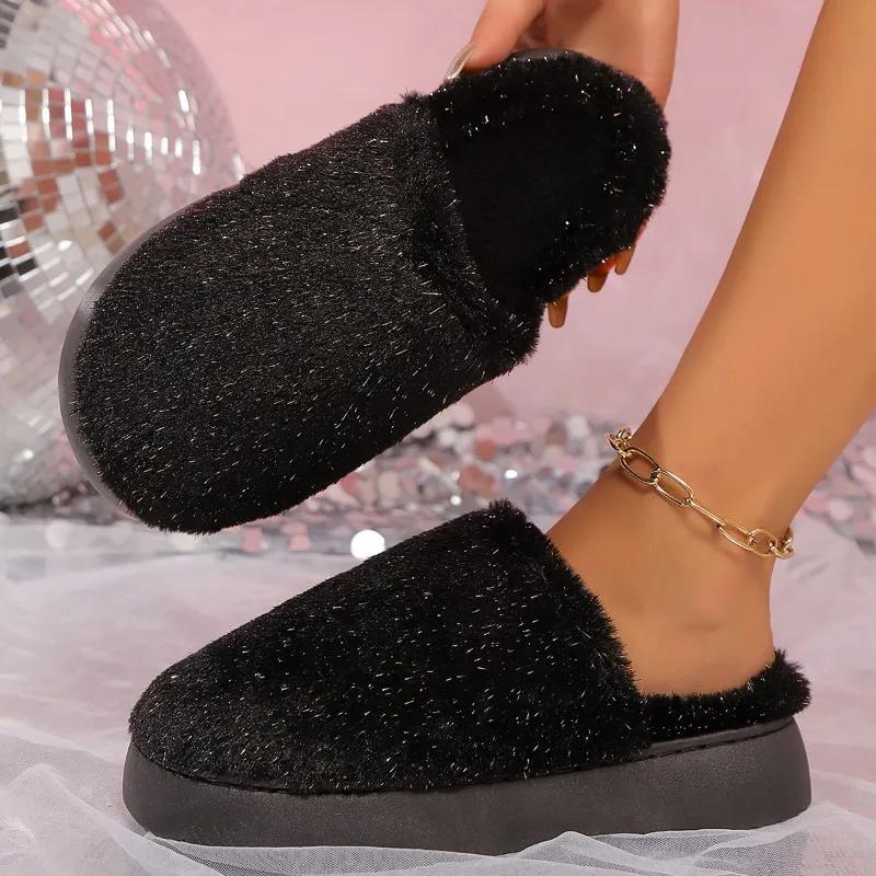 Тапочки женские зимние 2024 модные и теплые женские меховые тапочки удобные повседневные тапочки на толстой подошве Pantuflas De Mujer