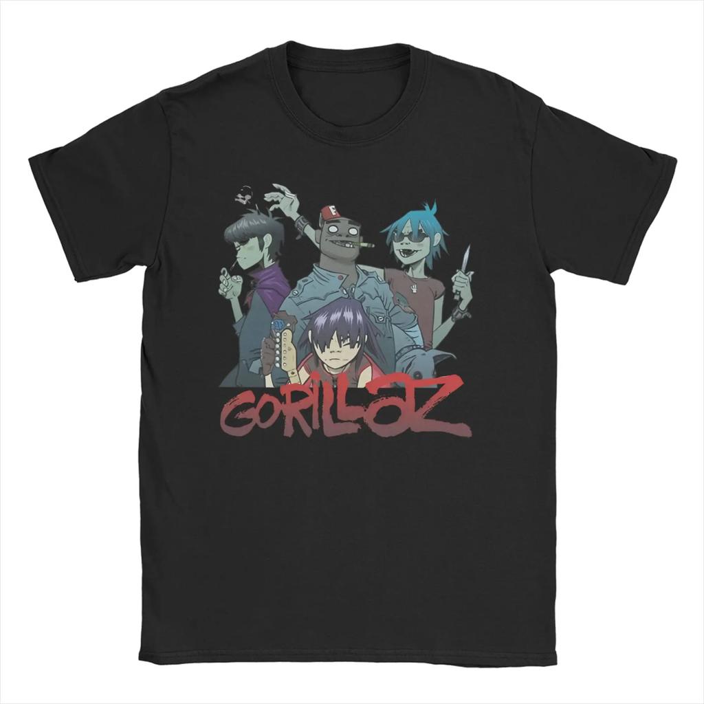 Панк-музыкальная группа Gorillazed Футболка для унисекс Женщин Чистый Хлопок Винтажная Футболка Круглый Вырез Футболка с Коротким Рукавом Одежда Графический