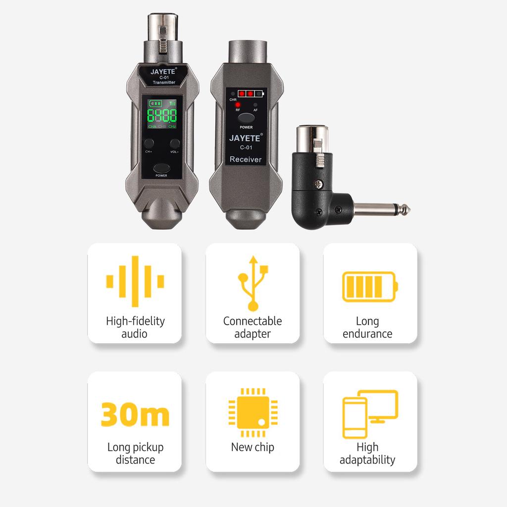 JAYETE C-01 UHF Профессиональный преобразователь проводного и беспроводного микрофона, передатчик и приемник микрофона