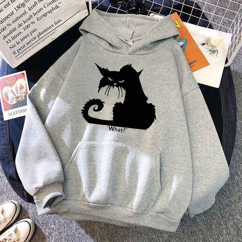 Кот Что? Толстовки с принтом Унисекс/Женские толстовки Повседневная толстовка с капюшоном Индивидуальный пуловер(Отправка в течение 48 часов)