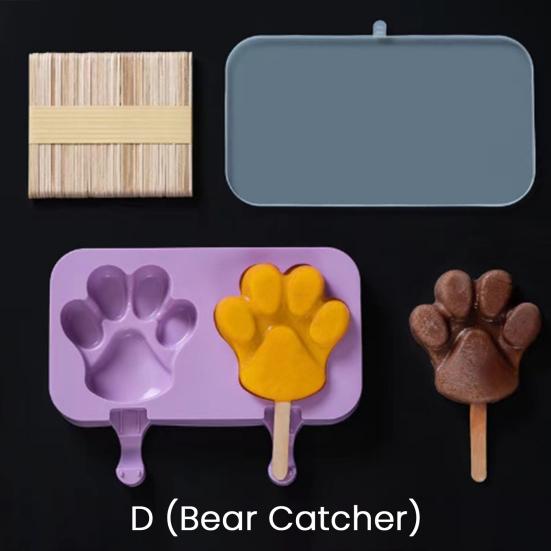 Детские мультяшные формы для мороженого, многоразовые палочки из пищевого силикона, антипригарный дизайн, легко извлекаемая форма для мороженого